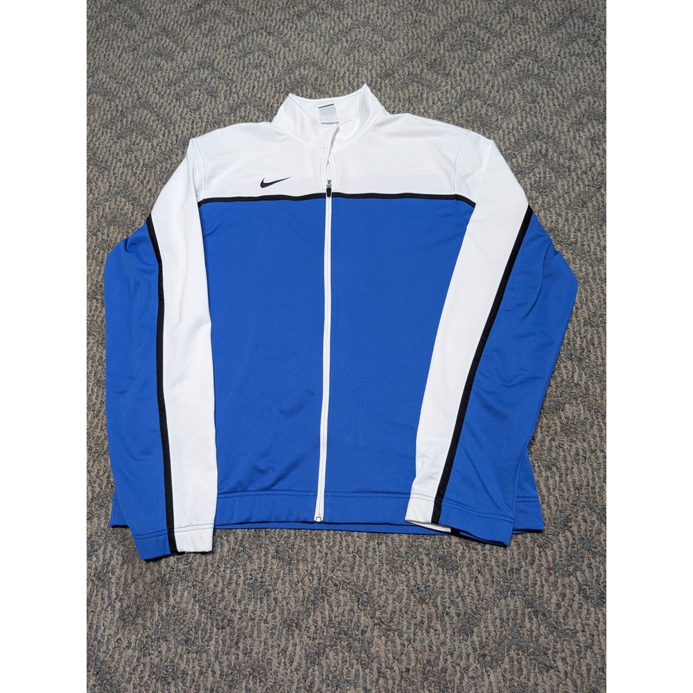 Nike Dri-FIT Mens Track Jacket Blue White Colorblock Full Zip XLT 489563-480